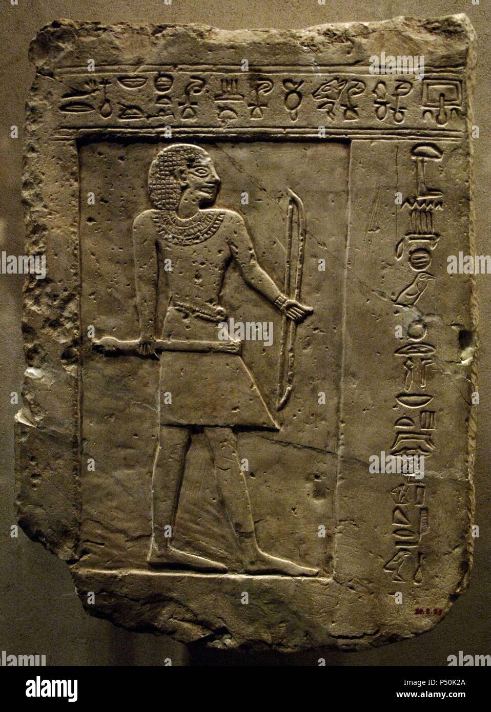 Egyptian Art. Funerary Stela of the Bowman Semin.   First Intermediate Period. 11th Dynasty. Reign of Intef I-III. ca. 2120–2051 B.C. Egypt, Upper Egypt; Thebes, el-Tarif probably. Metropolitan Museum of Art. New York. United States. Stock Photo