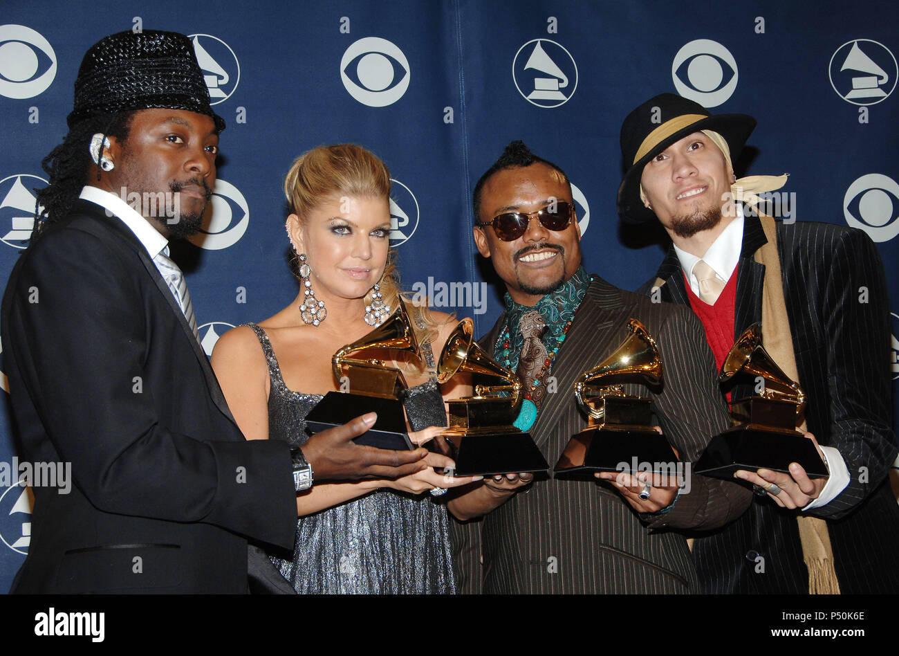 The Black Eyed Peas backstage at the 49th Annual Grammy's at the