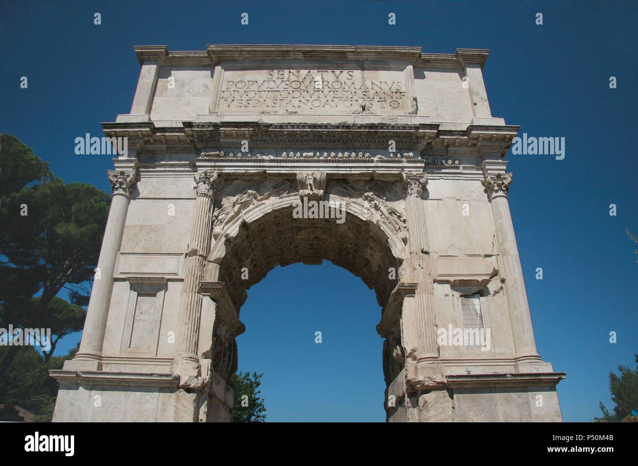 Italy. Rome. Arch of Titus. Triumphal arch, located on the Via Sacra ...