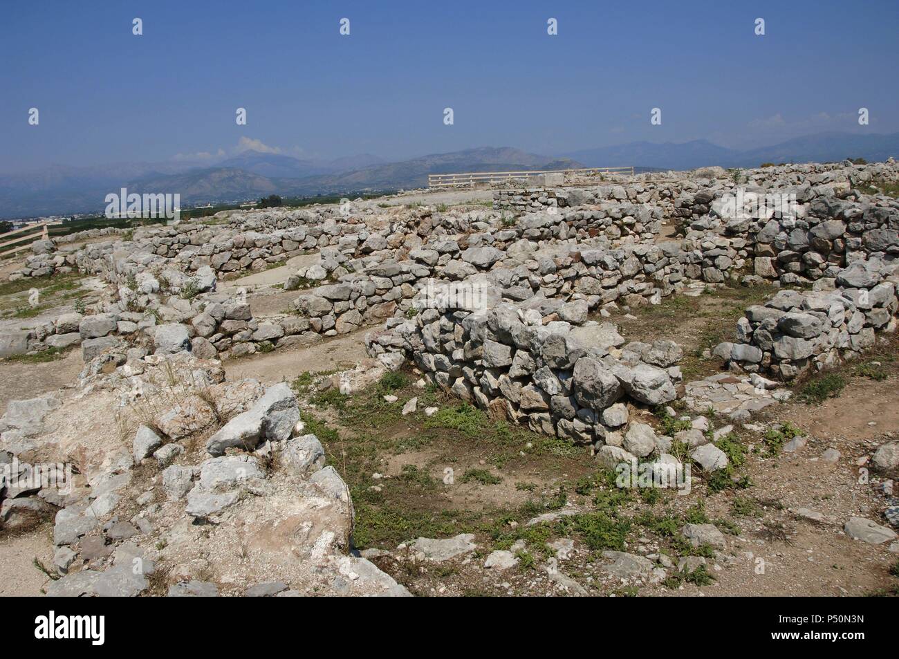 Greece. Tiryns. Mycenaean city (3rd millennium B.C.). Upper terrace. Peloponnese. Stock Photo