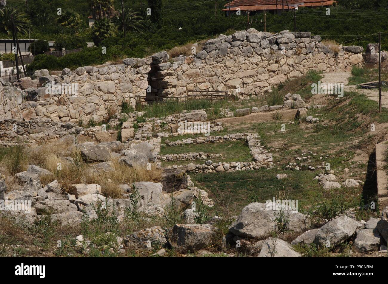 Greece. Tiryns. Mycenaean city (3rd millennium B.C.). Ruins. Peloponnese. Stock Photo