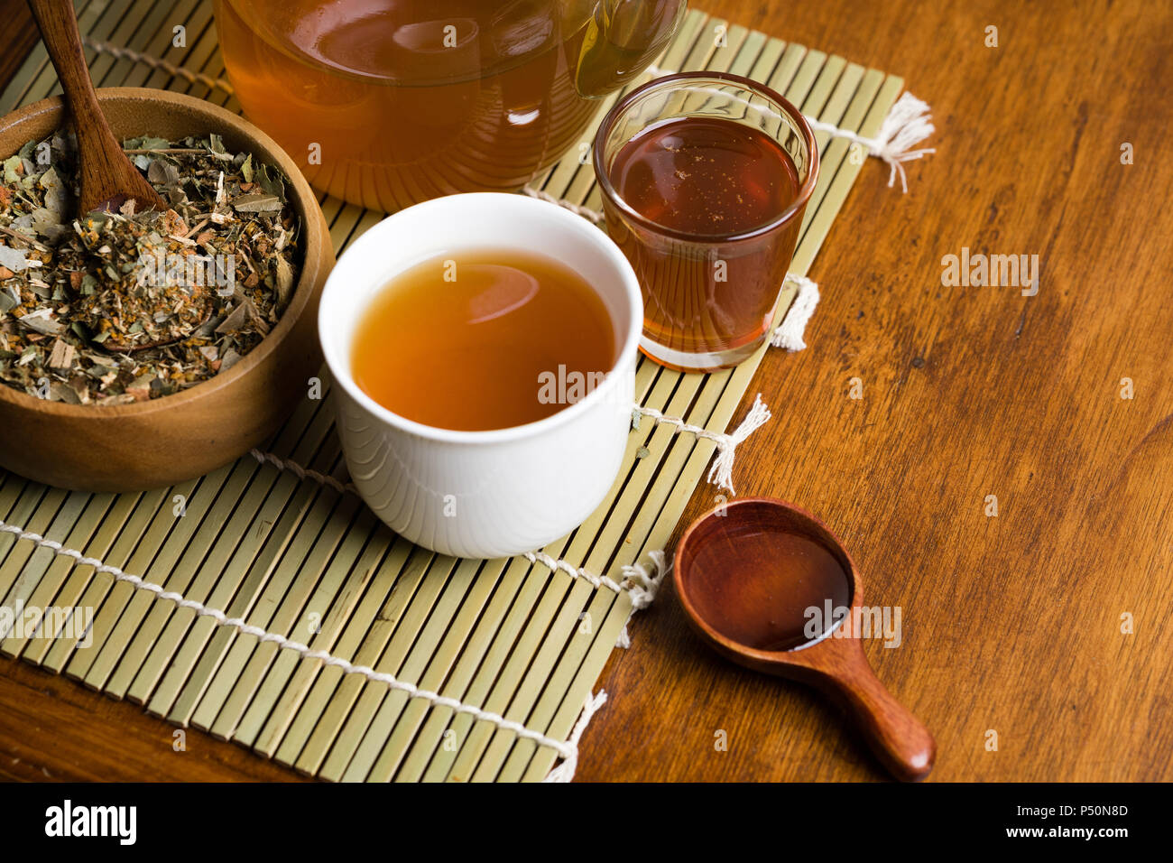 Herbal tea and pure honey Stock Photo Alamy