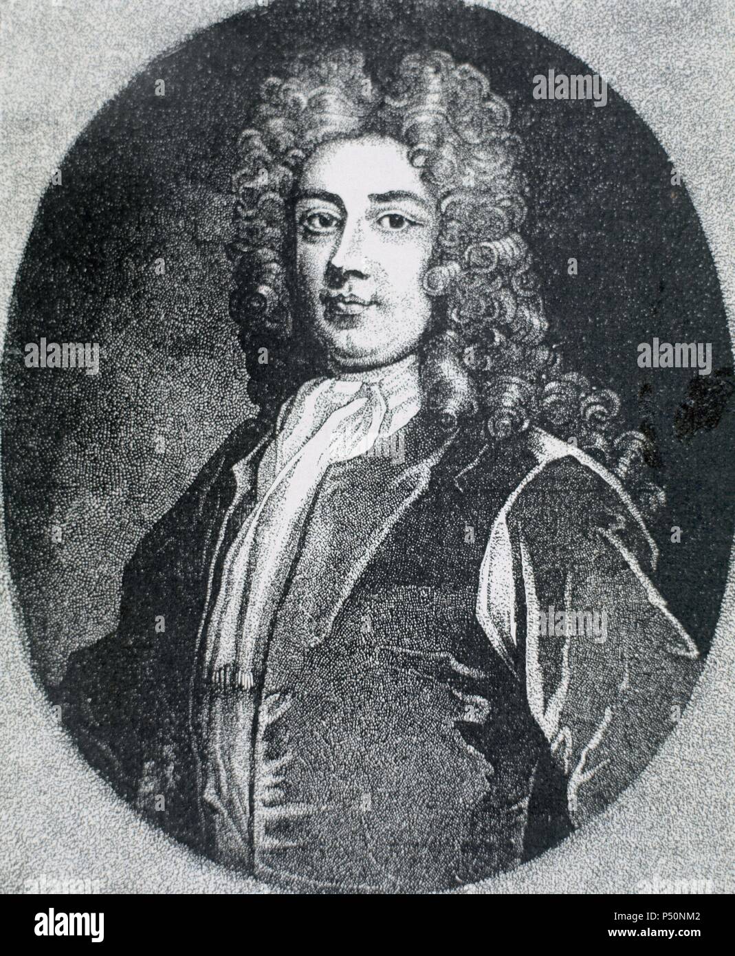 WALPOLE, Sir Robert (Houghton ,1676-London, 1745). First Earl of Oxford. English politician. Member of the House of Commons since 1701, he emerged as one of the leaders of the Whig party and served as secretary of war in 1708. Accused of corruption was expelled from Parliament and imprisoned in the Tower of London. Engraving. Stock Photo