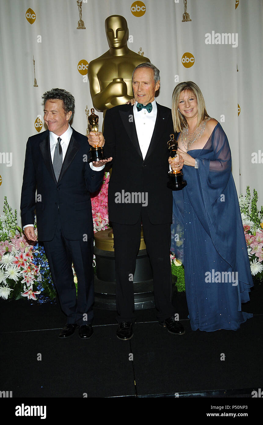 Best Director Clint Eastwood And Presenters Dustin Hoffman And Barbara Streisand In The Pressroom At The 77th Annual Oscar S Eastwoodstreisandhoffman214 Jpgeastwoodstreisandhoffman214 Event In Hollywood Life California Red Carpet Event Usa Film