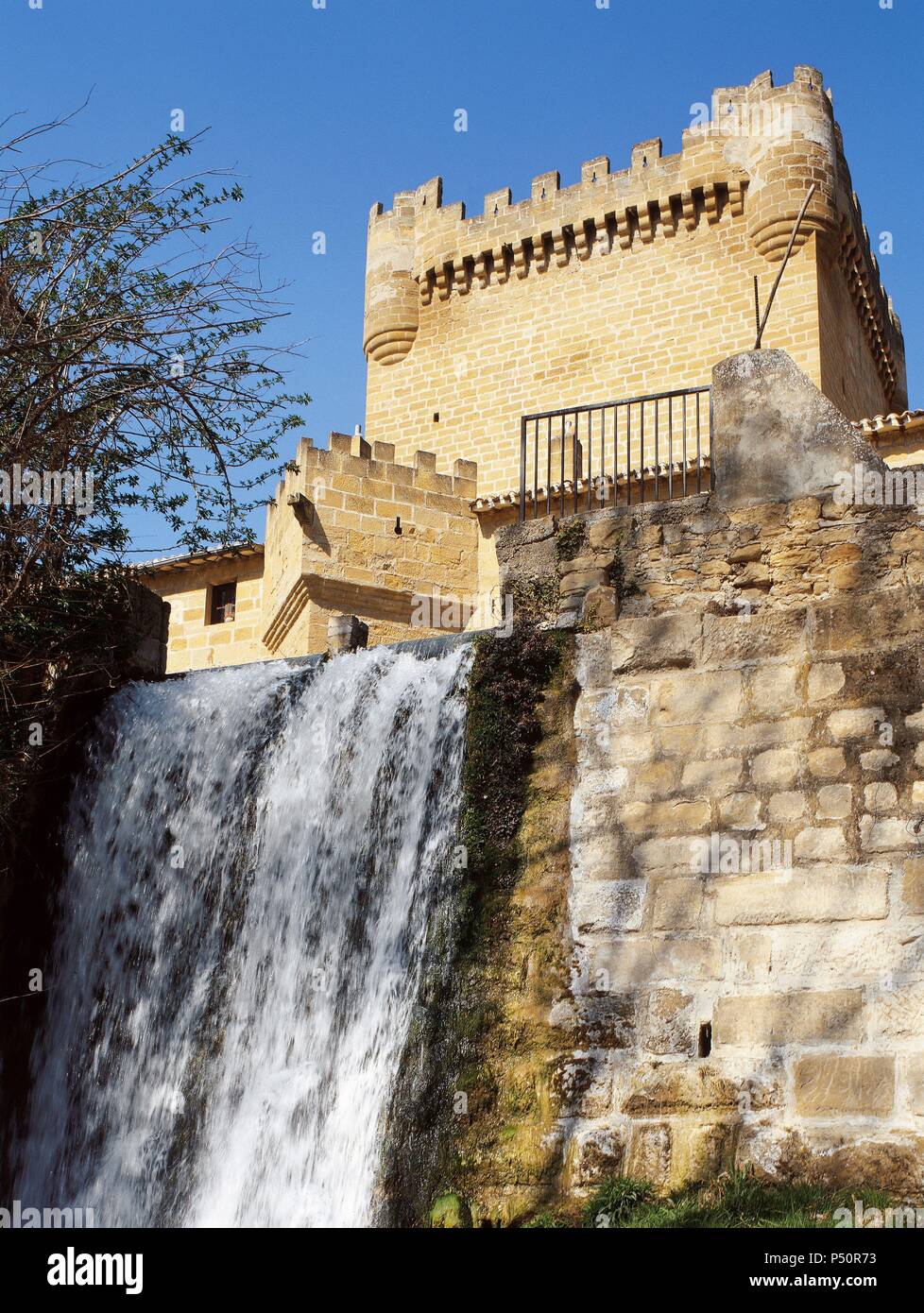 Spain. La Rioja. Cuzcurrita del Rio Tiron. Castle of Velasco. Fortress. 15th century. Stock Photo