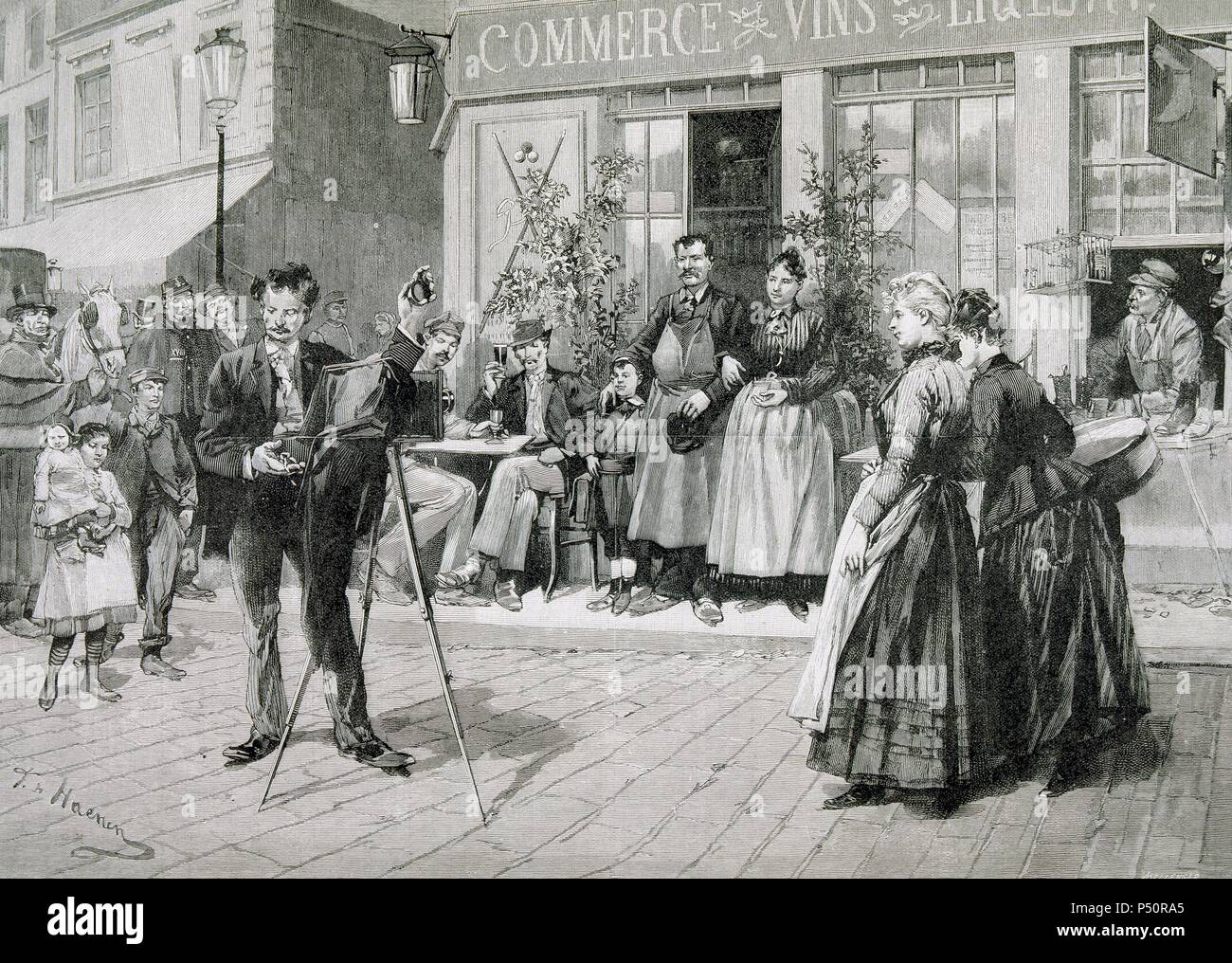 Street photographer. 19th century. Paris. France. Recorded