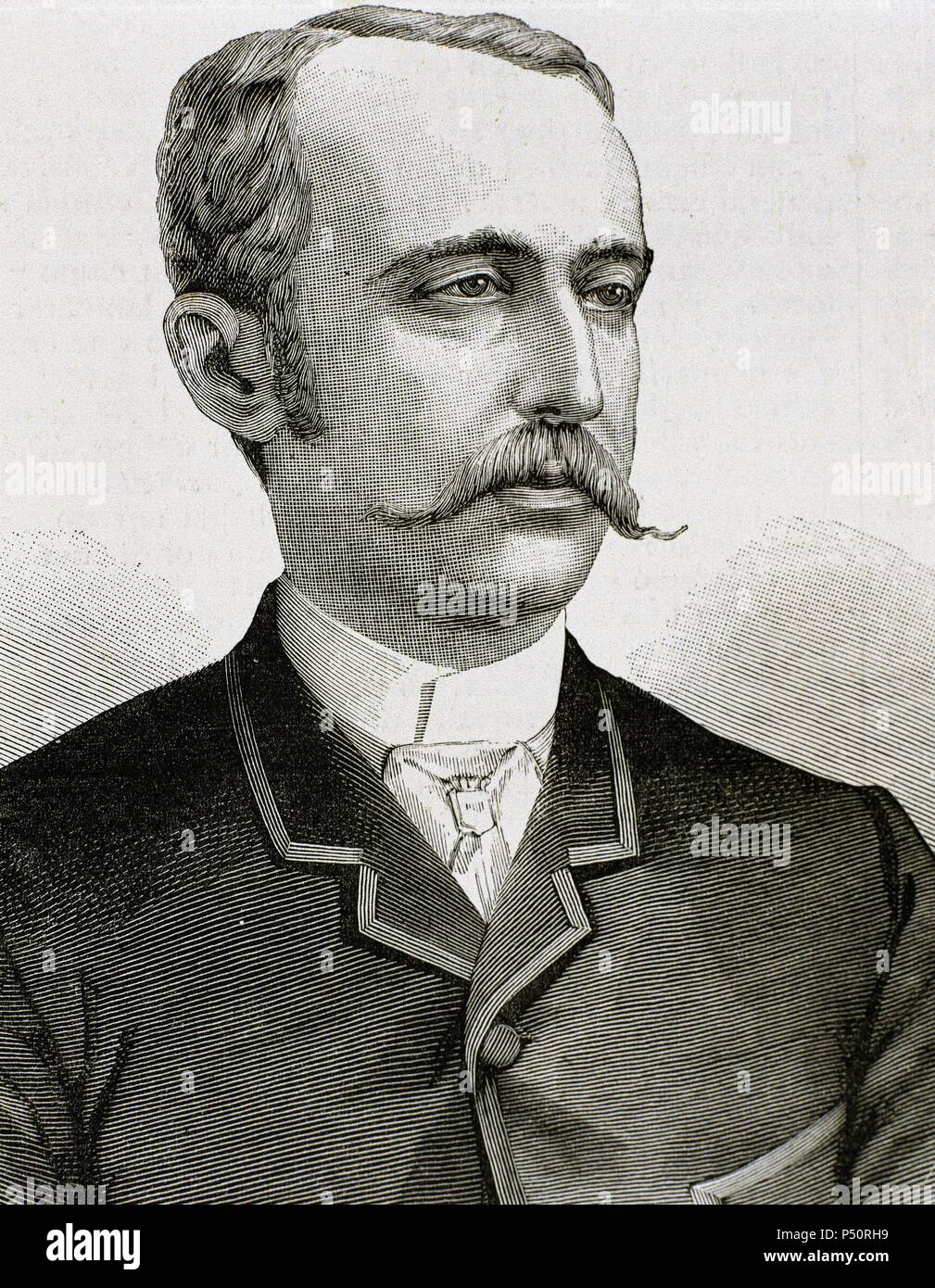 Cerralbo Enrique de Aguilera y Gamboa, Marquis de (Madrid ,1845-Madrid, 1922). Spanish politician and archaeologist. Engraving by Rico. Stock Photo