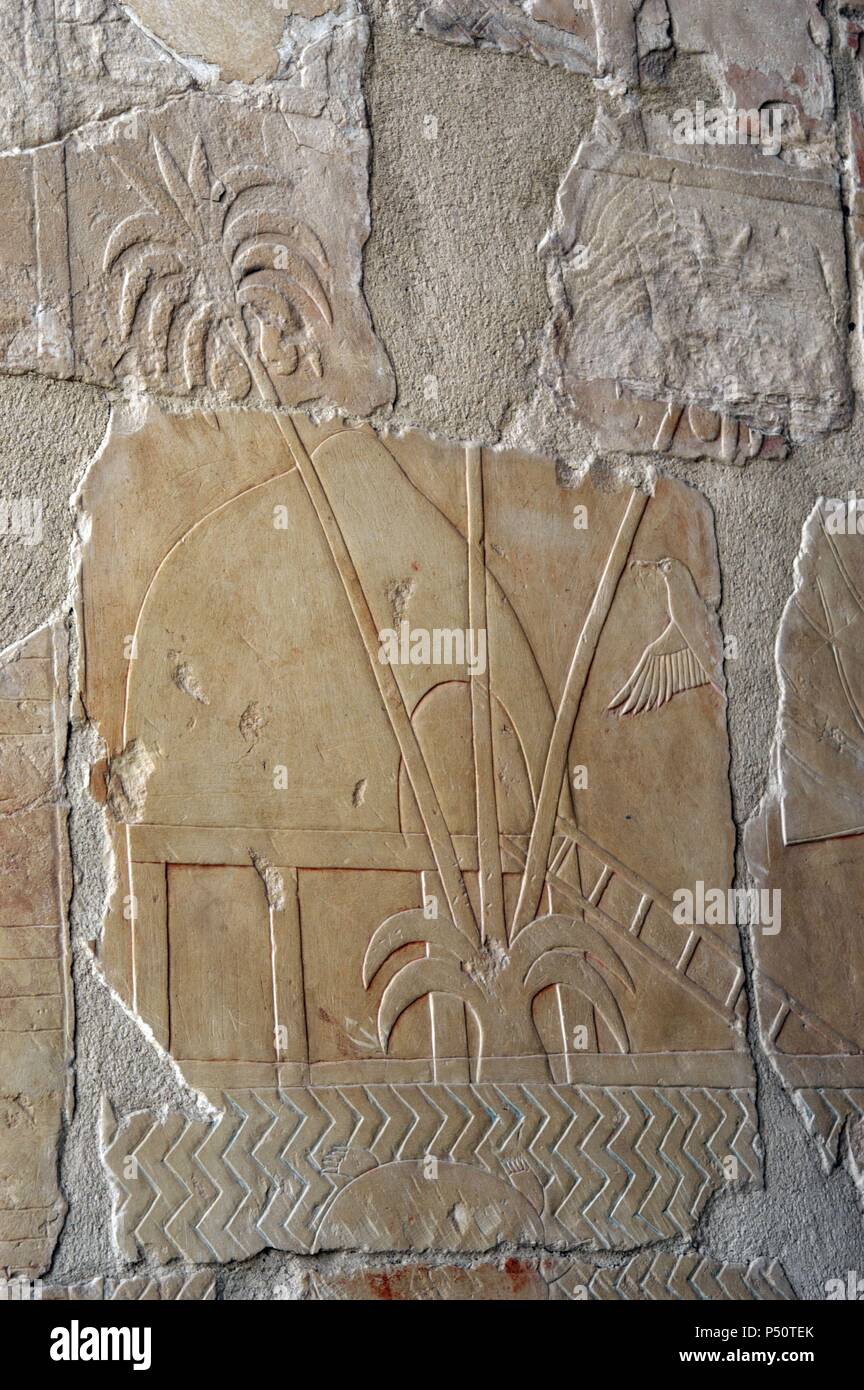 The Land of Punt. Temple of Hatshepsut.  C. 1490 b.C.18th Dynasty. New Kingdom.  Deir el-Bahari. Egypt. Stock Photo