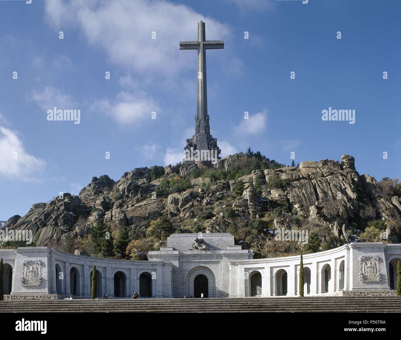 Spain. Valley of the Fallen (Valle de los Caidos). 1940-1958. Monumental memorial dedicated by the Franco regime to the dead of the Spanish Civil War (1936-1939). By Pedro Muguruza (1893-1952) and Diego Mendez (1906-1987). Stock Photo