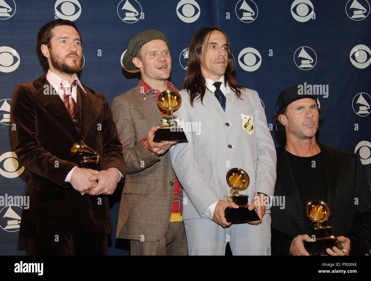 Red Hot Chili Peppers backstage at the 49th Annual Grammy's at the Staples  Center in Los Angeles. February 11, 2007. eye contact half lenght smile  trophy - RedHotChiliPepper 148.jpgRedHotChiliPepper 148 Event in
