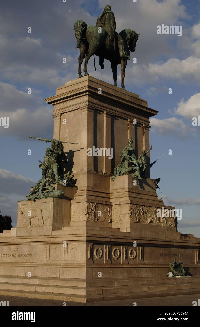 Equestrian monument dedicated to Giuseppe Garibaldi (1807-1882). By Emilio Gallori (1846-1924), 1895. Piazza Garibaldi, Rome, Italy. Stock Photo