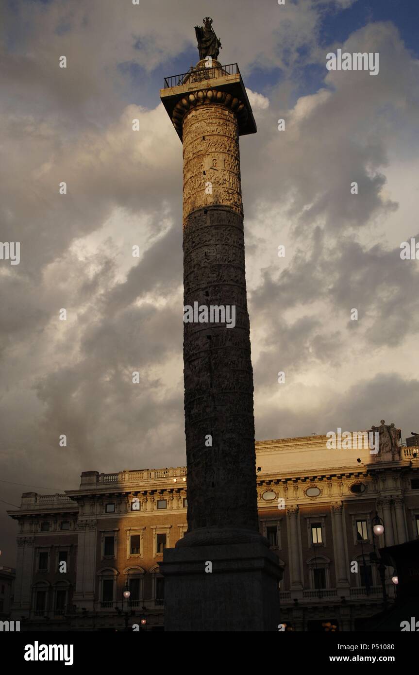 Roman Column Front The Column of Marcus Aurelius. Roman victory Doric column featuring an ...