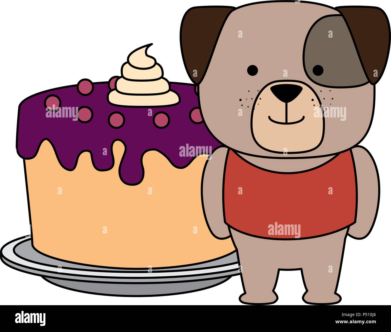 cute dog with sweet cake character vector illustration design Stock ...