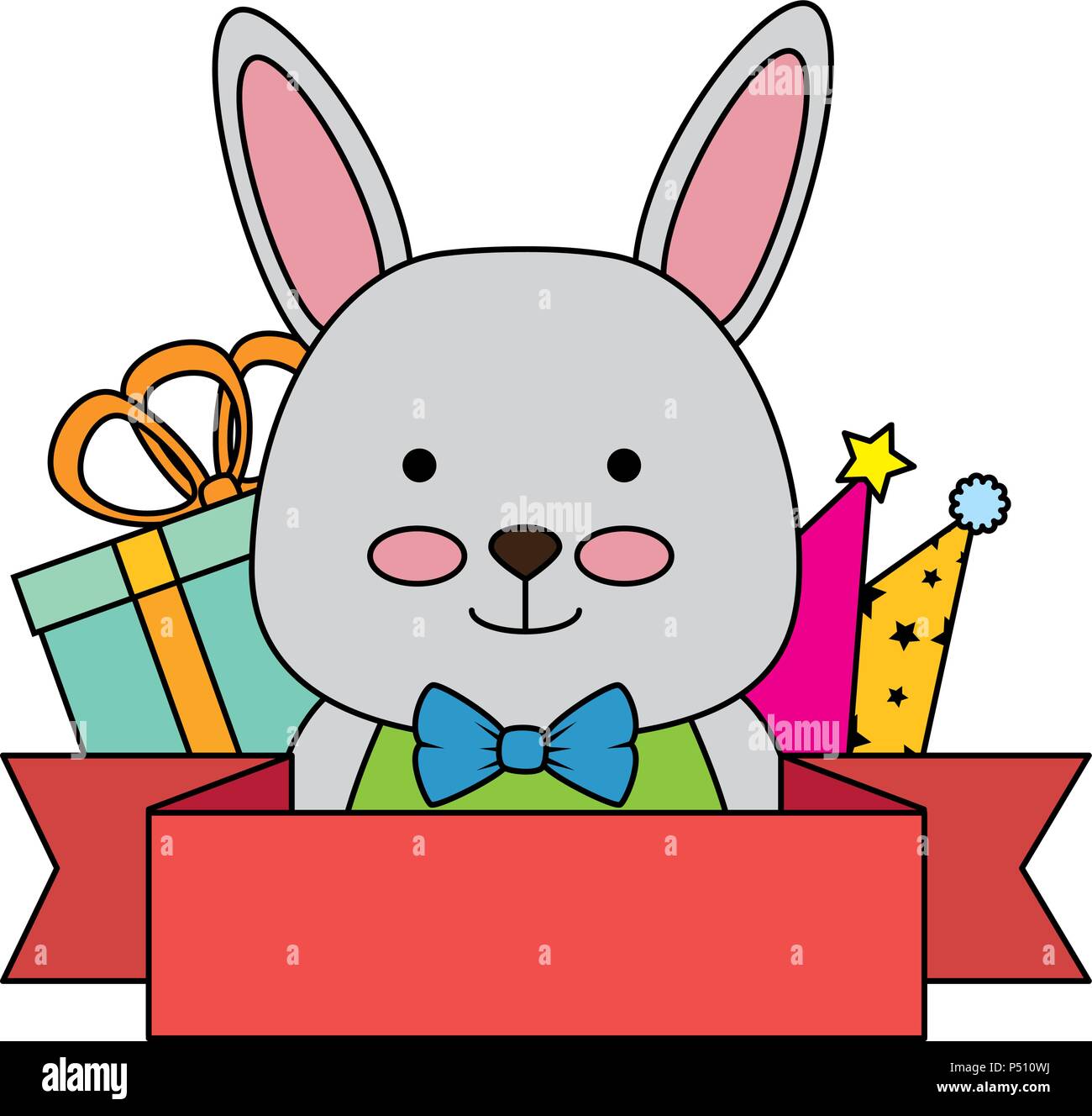 cute rabbit with gifts character icon vector illustration design Stock ...