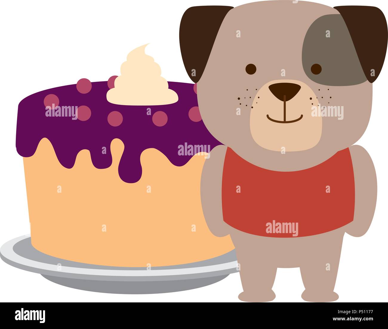 cute dog with sweet cake character vector illustration design Stock ...