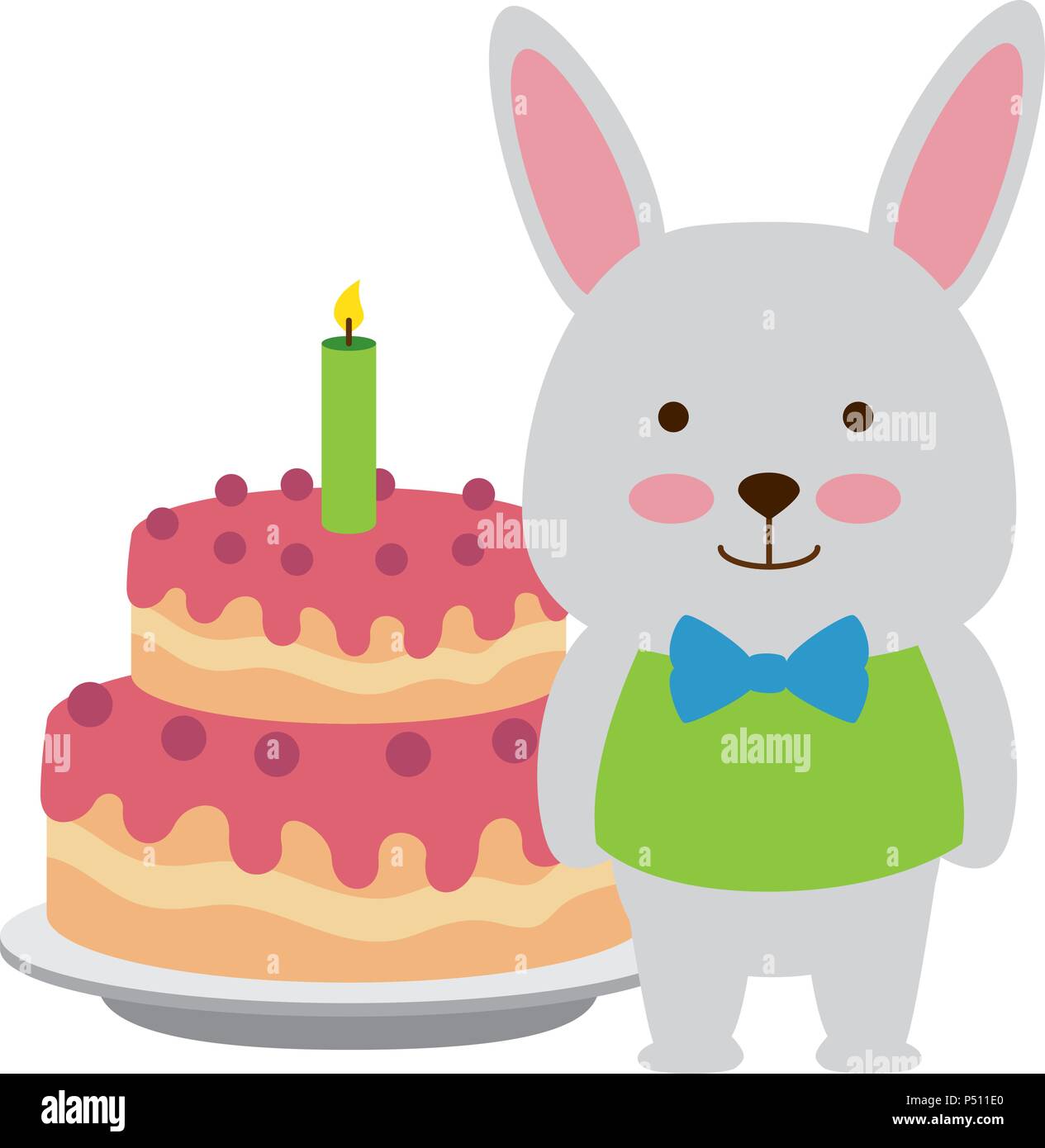 cute rabbit with sweet cake character icon vector illustration design ...