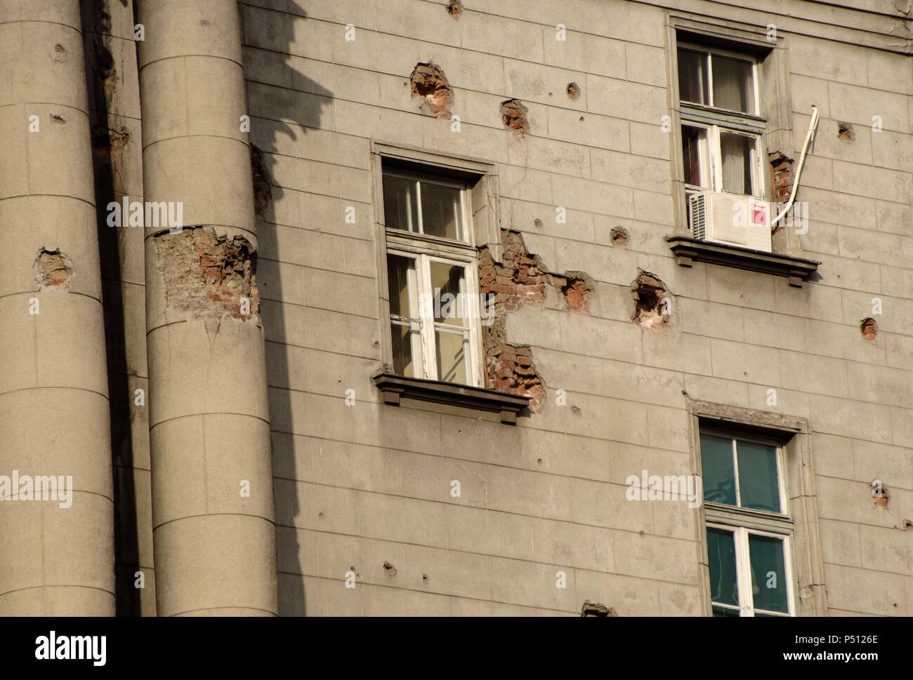 Serbia. Belgrado. Government buildings destroyed by the NATO bombing during the Yugoslavia war. Detail. Stock Photo