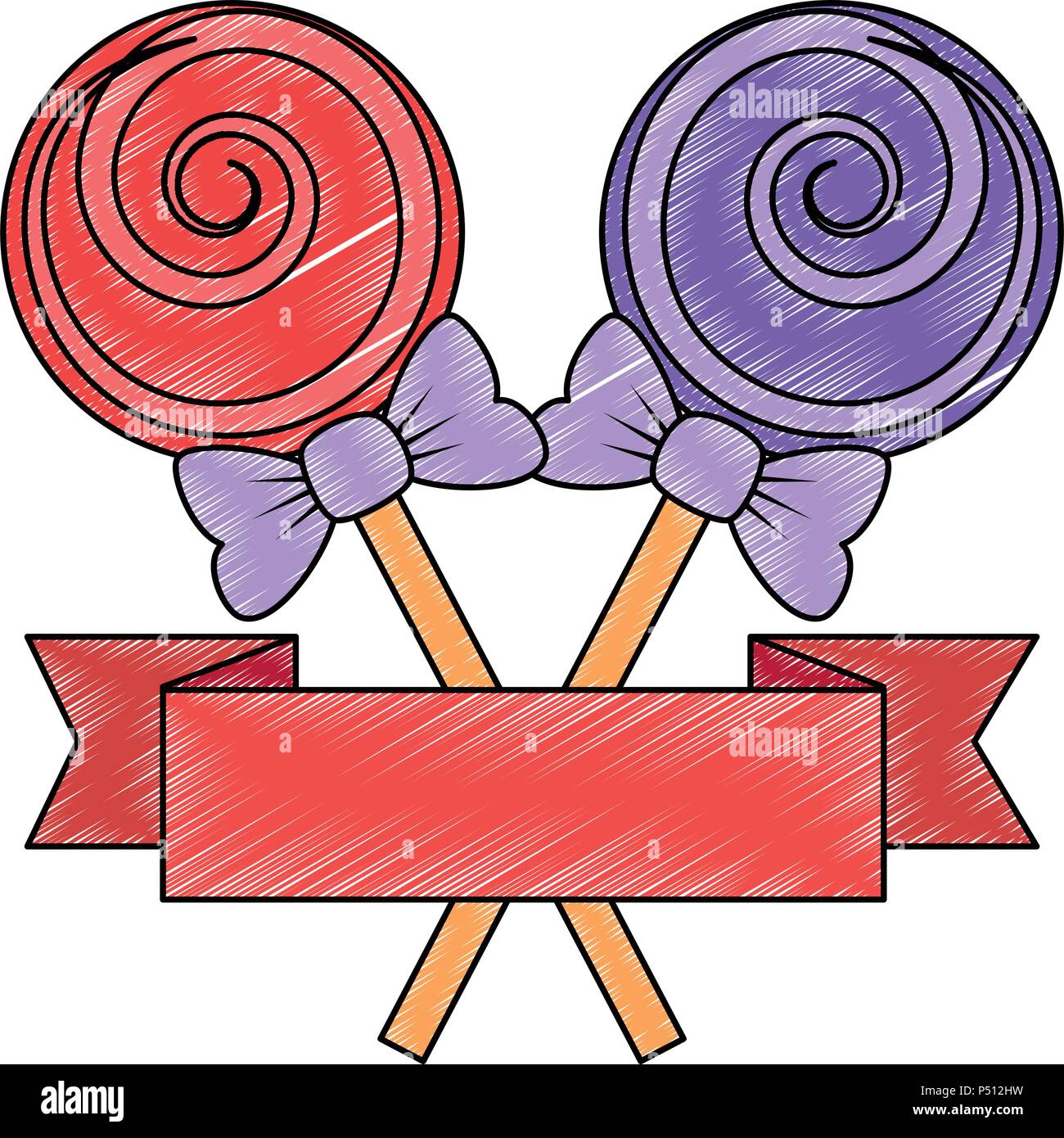 sweets lollipops with ribbon vector illustration design Stock Vector ...