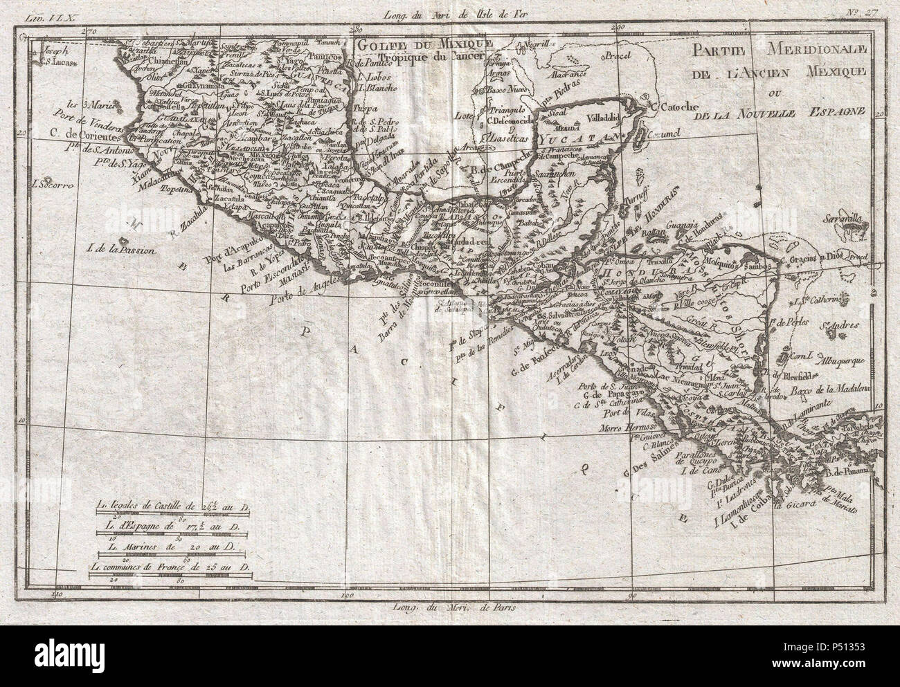 1780 Raynal and Bonne Map of Central America and Southern Mexico ...