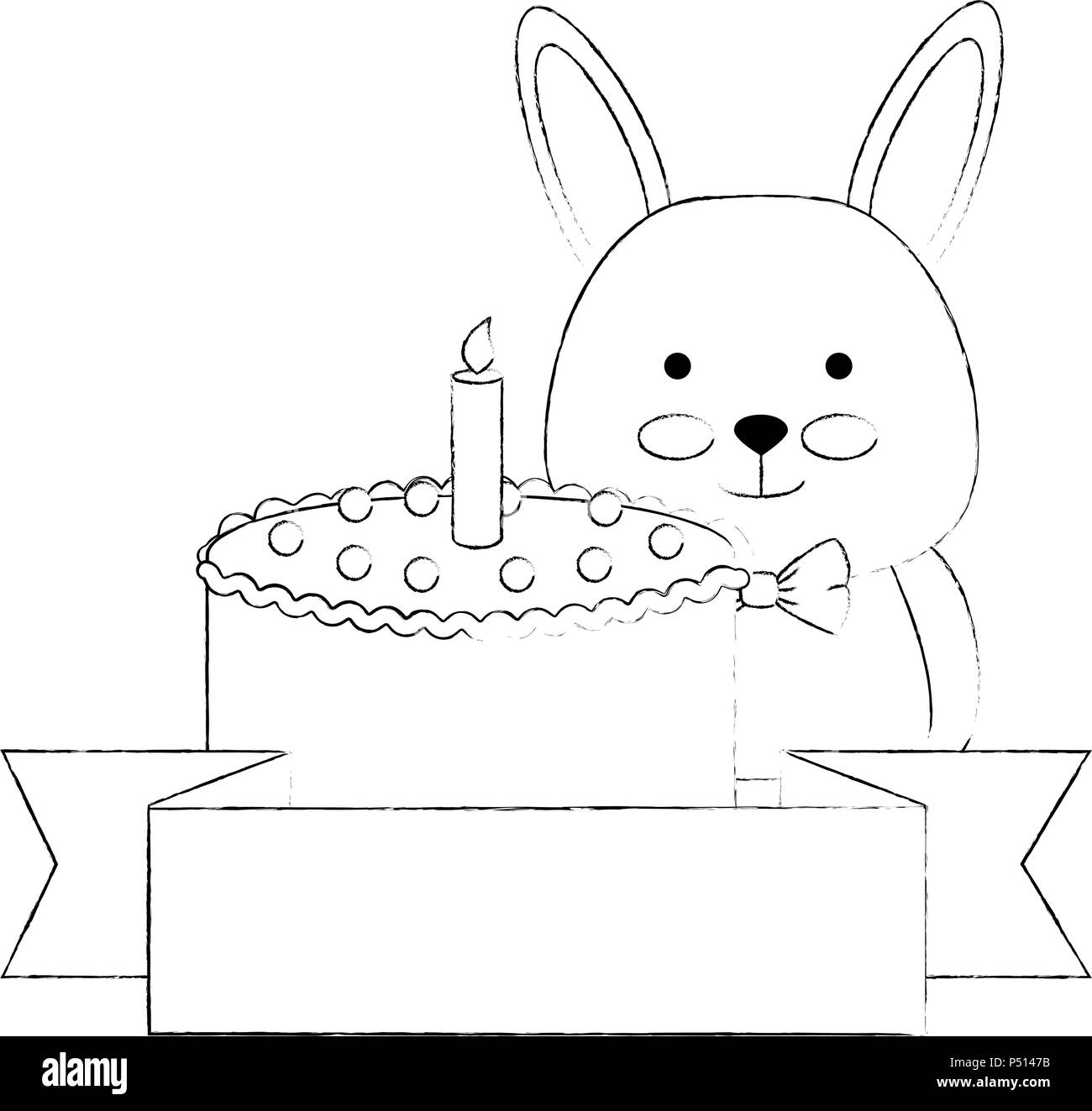cute rabbit with sweet cake character icon vector illustration design ...