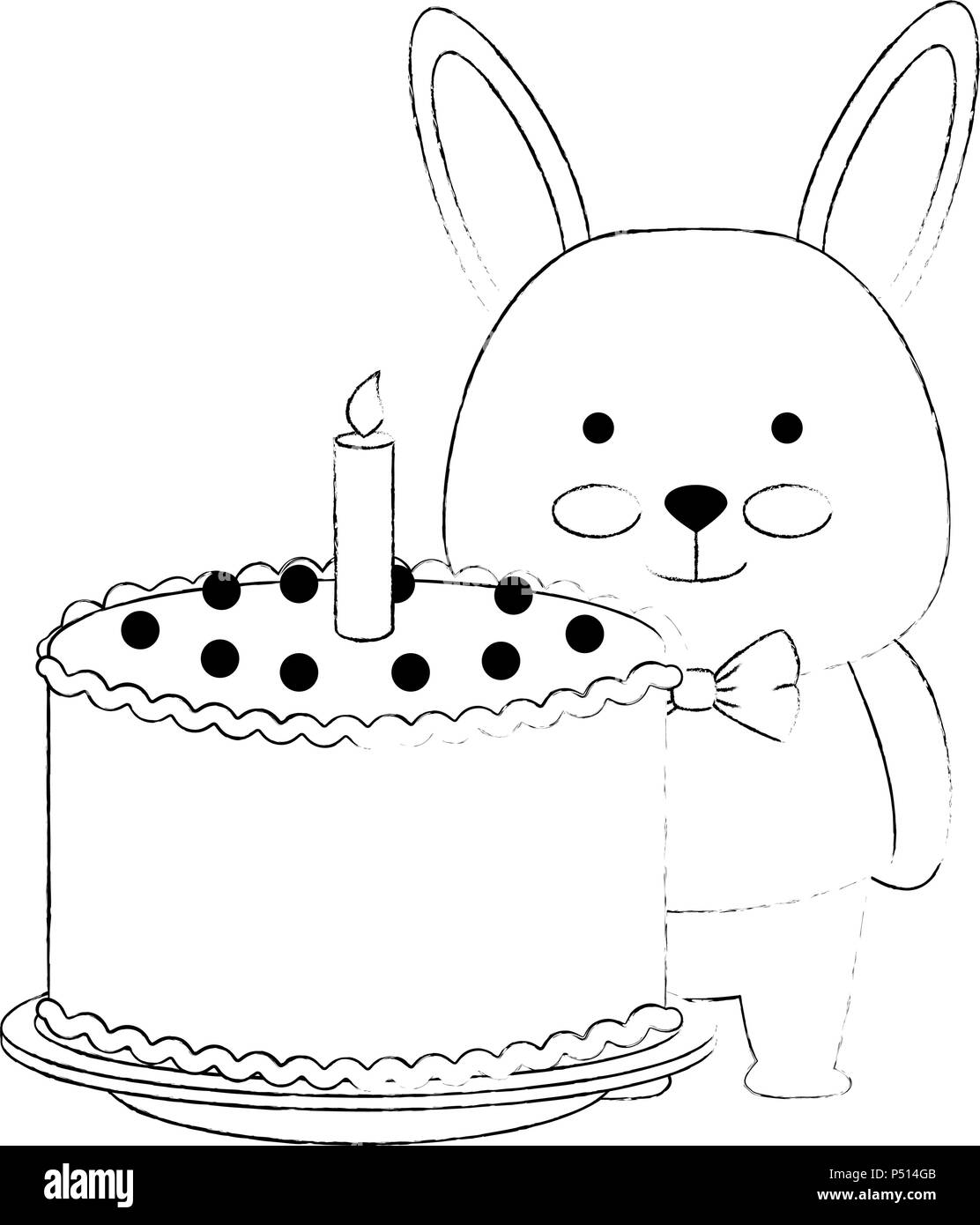 cute rabbit with sweet cake character icon vector illustration design ...