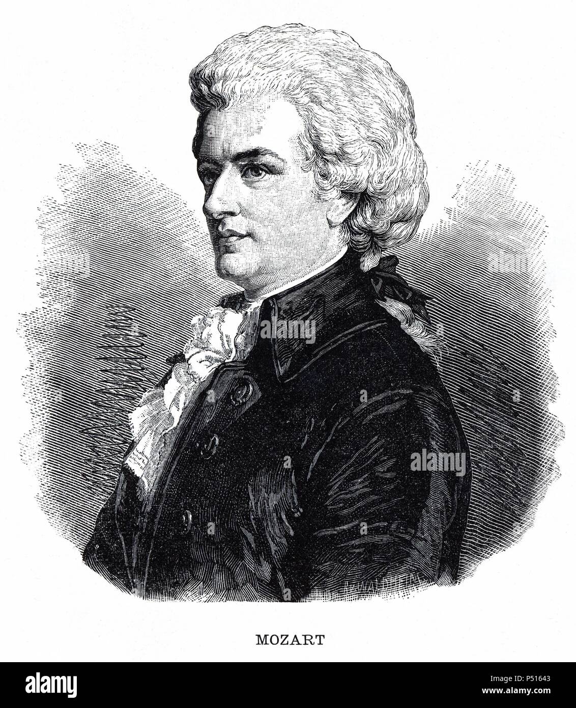 Johann Wolfgang Amadeus Mozart (Salzburg, 1756-Viena, 1791).Compositor austríaco de música clásica. Grabado de 1883. Stock Photo