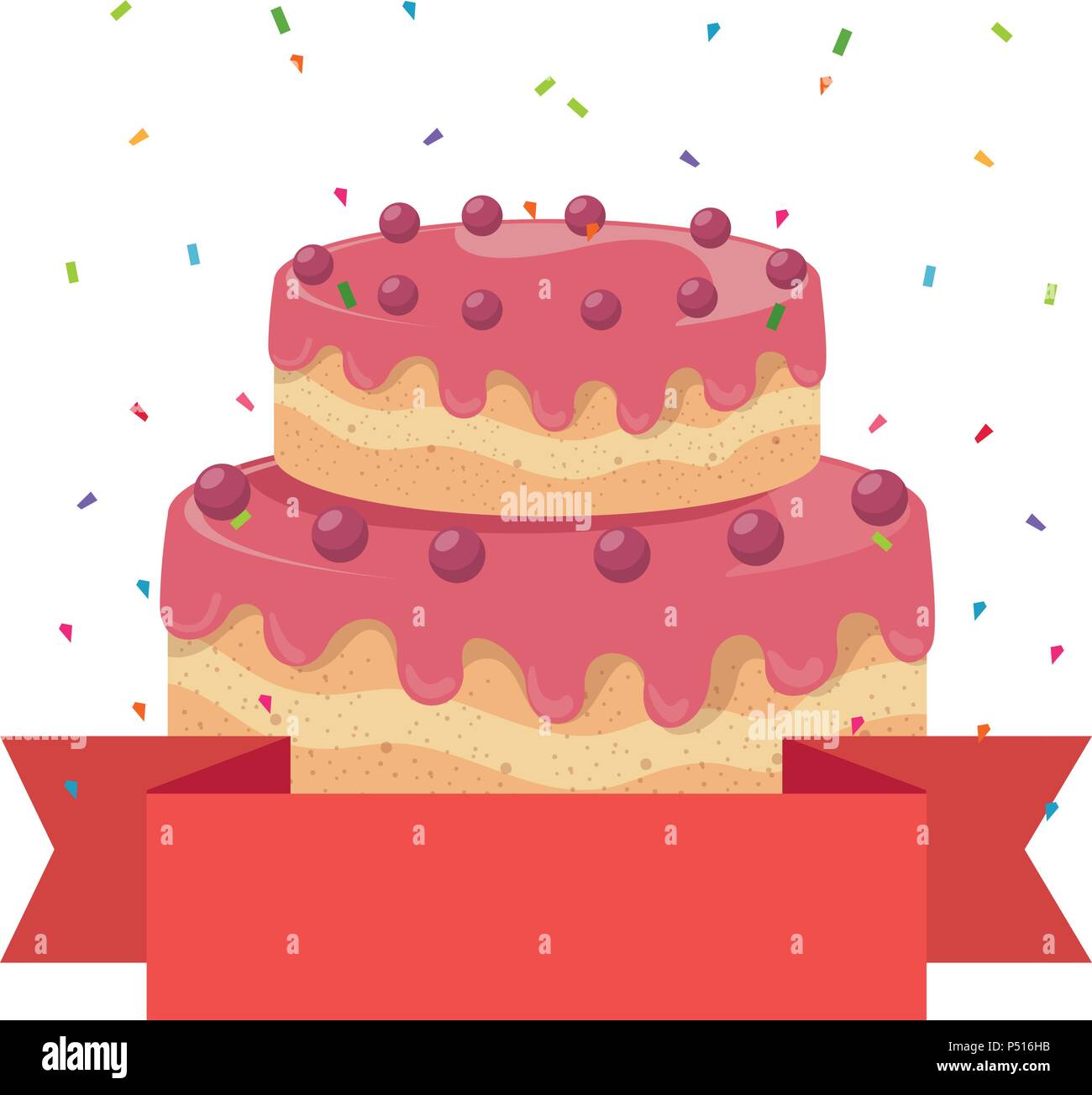 sweet and delicious cake with ribbon vector illustration design Stock ...