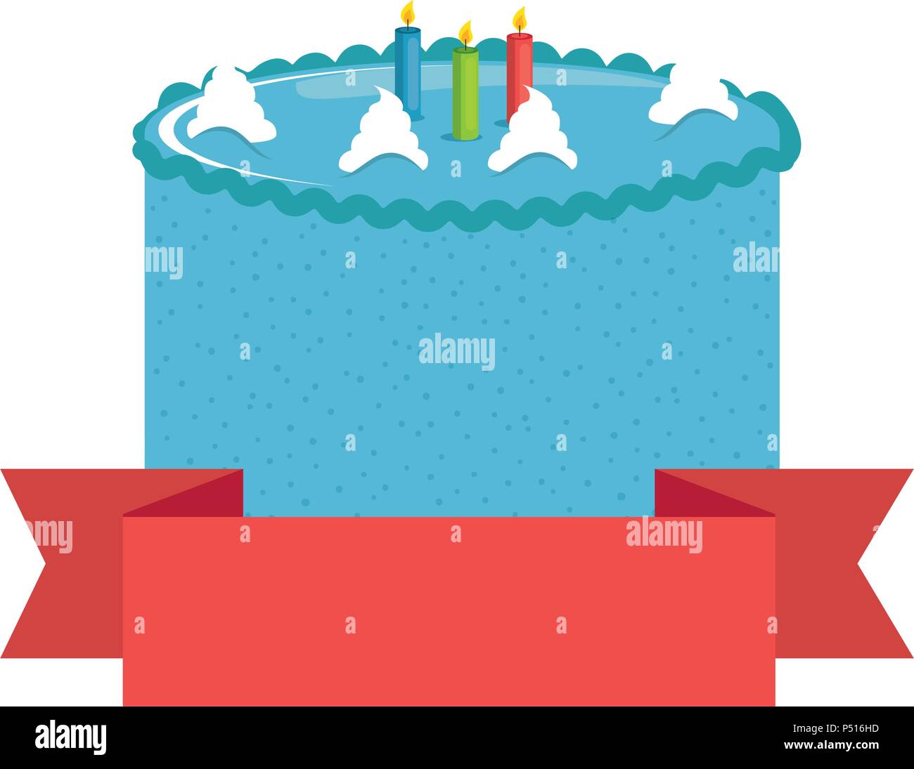 sweet and delicious cake with candles and ribbon vector illustration ...
