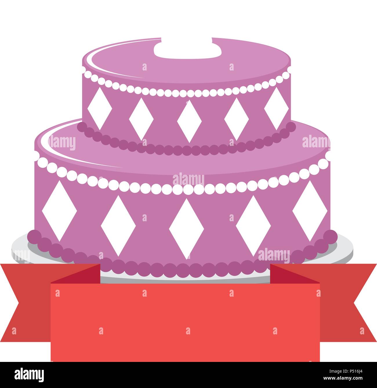 sweet and delicious cake with ribbon vector illustration design Stock ...