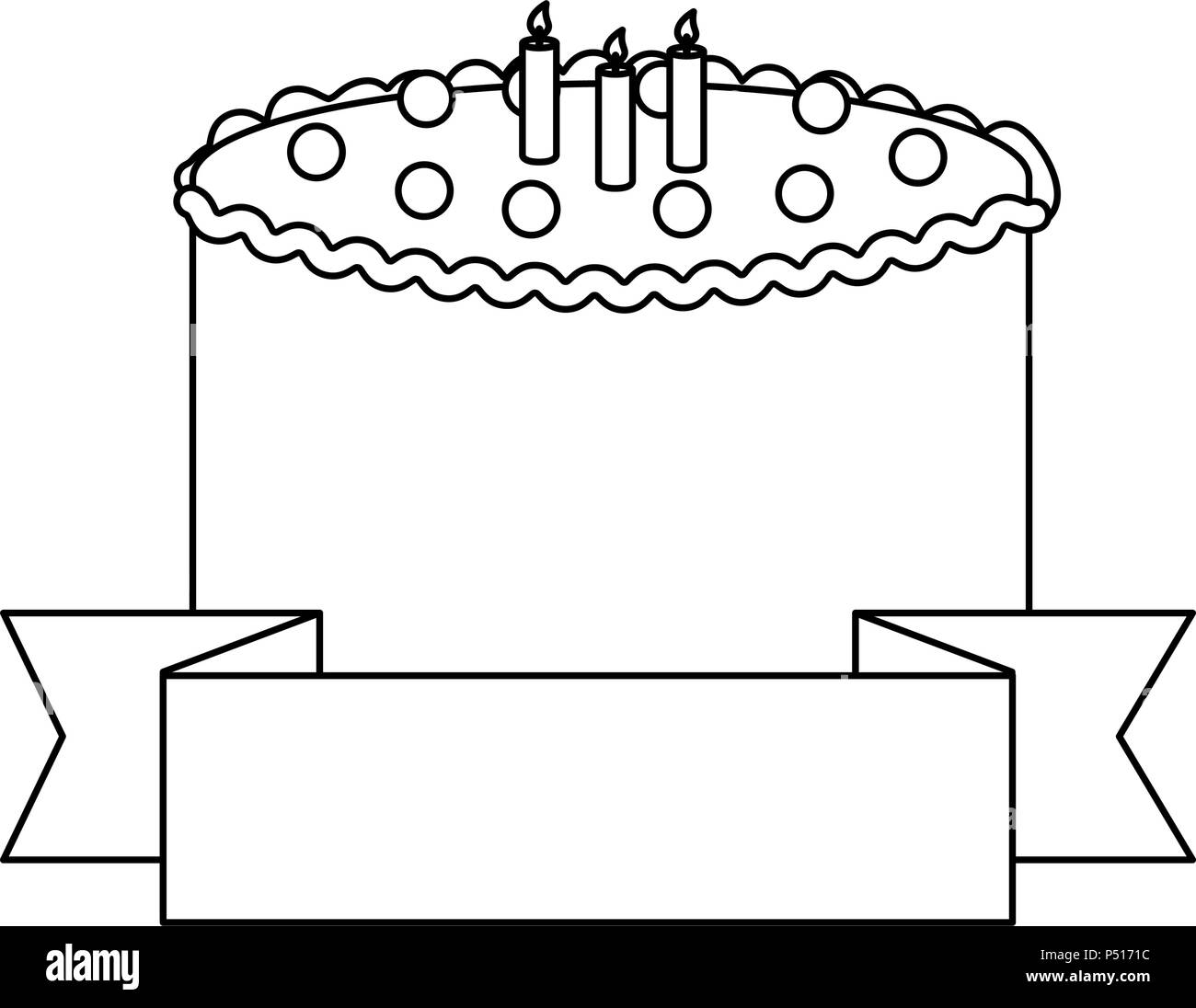 sweet and delicious cake with candles and ribbon vector illustration ...