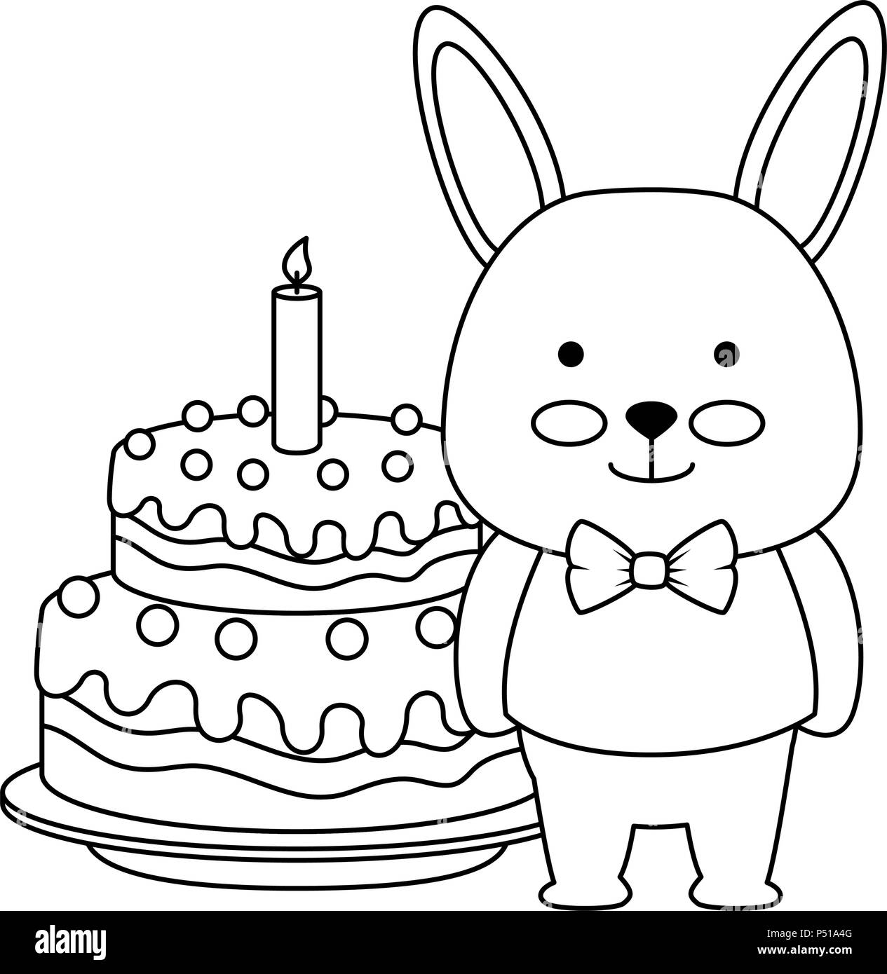 cute rabbit with sweet cake character icon Stock Vector Image & Art - Alamy