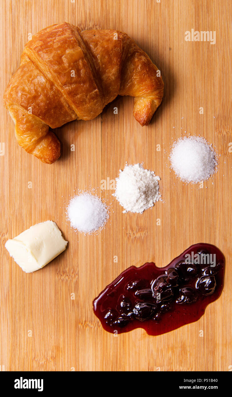 Croissant basic ingredients Stock Photo