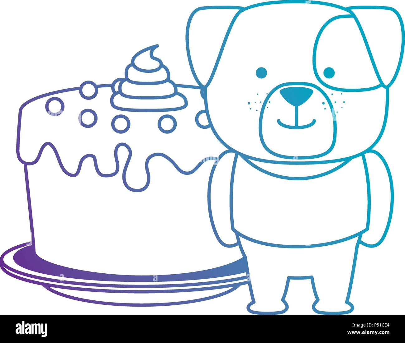 cute dog with sweet cake character Stock Vector Image & Art - Alamy