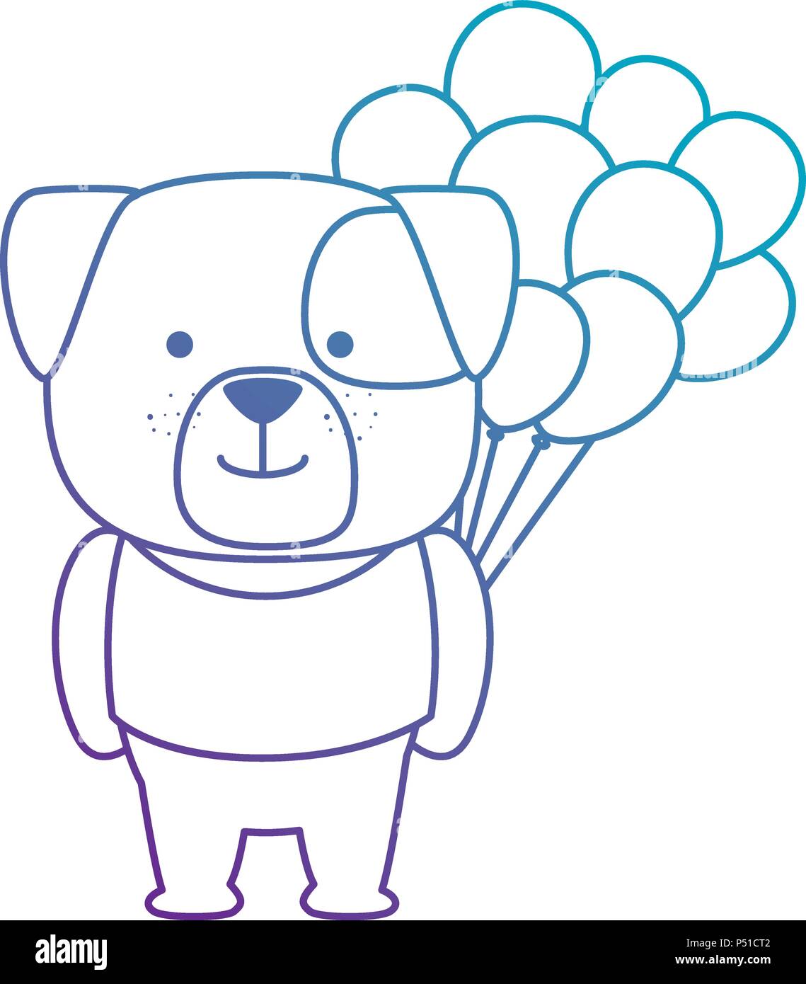 cute dog with balloons helium character Stock Vector Image & Art - Alamy