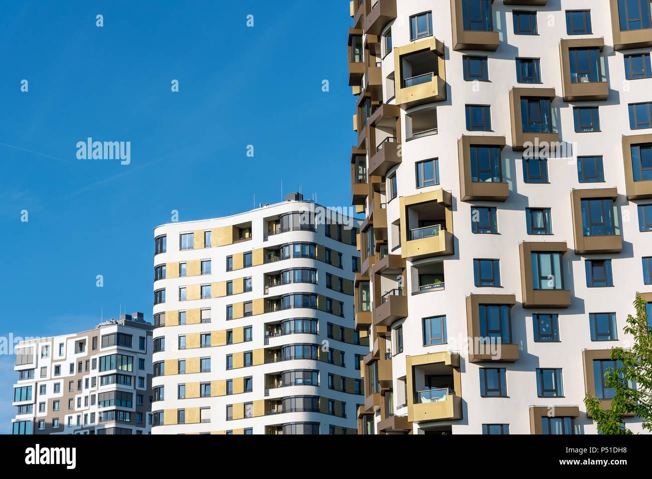 Detail of some multi-storey apartment buildings seen in Munich, Germany Stock Photo