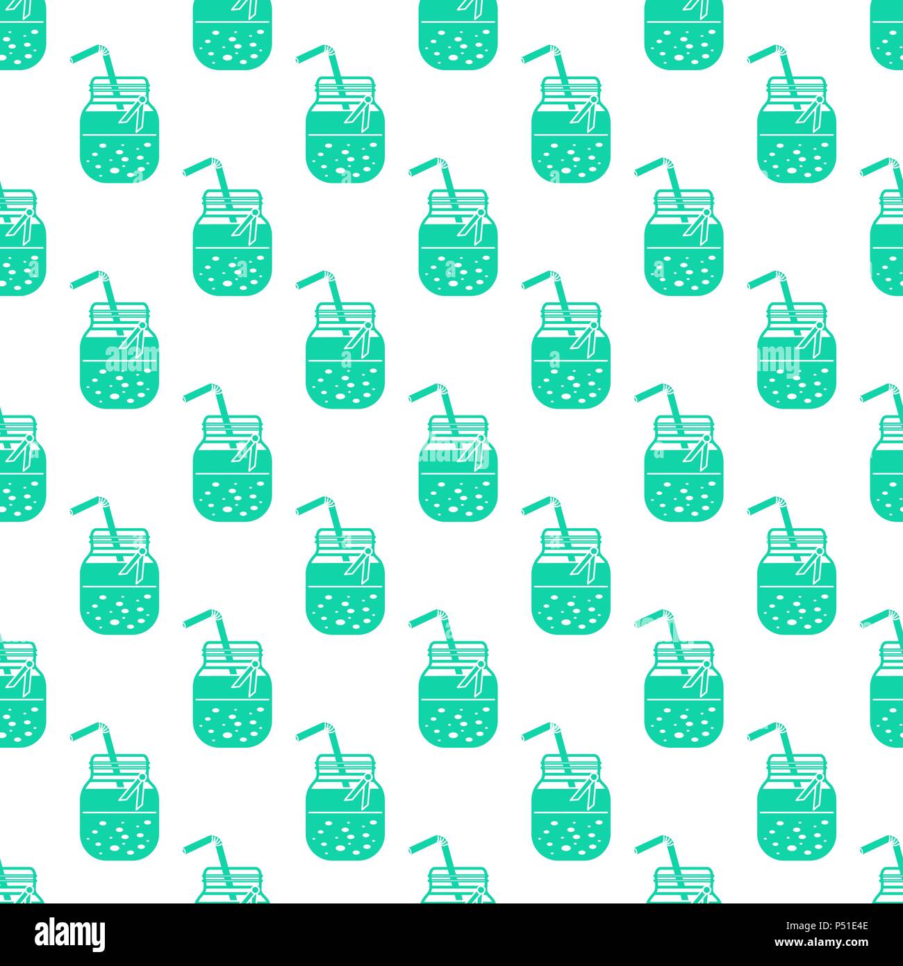 Seamless pattern with smoothie in jars and tubes. Healthy eating habits ...