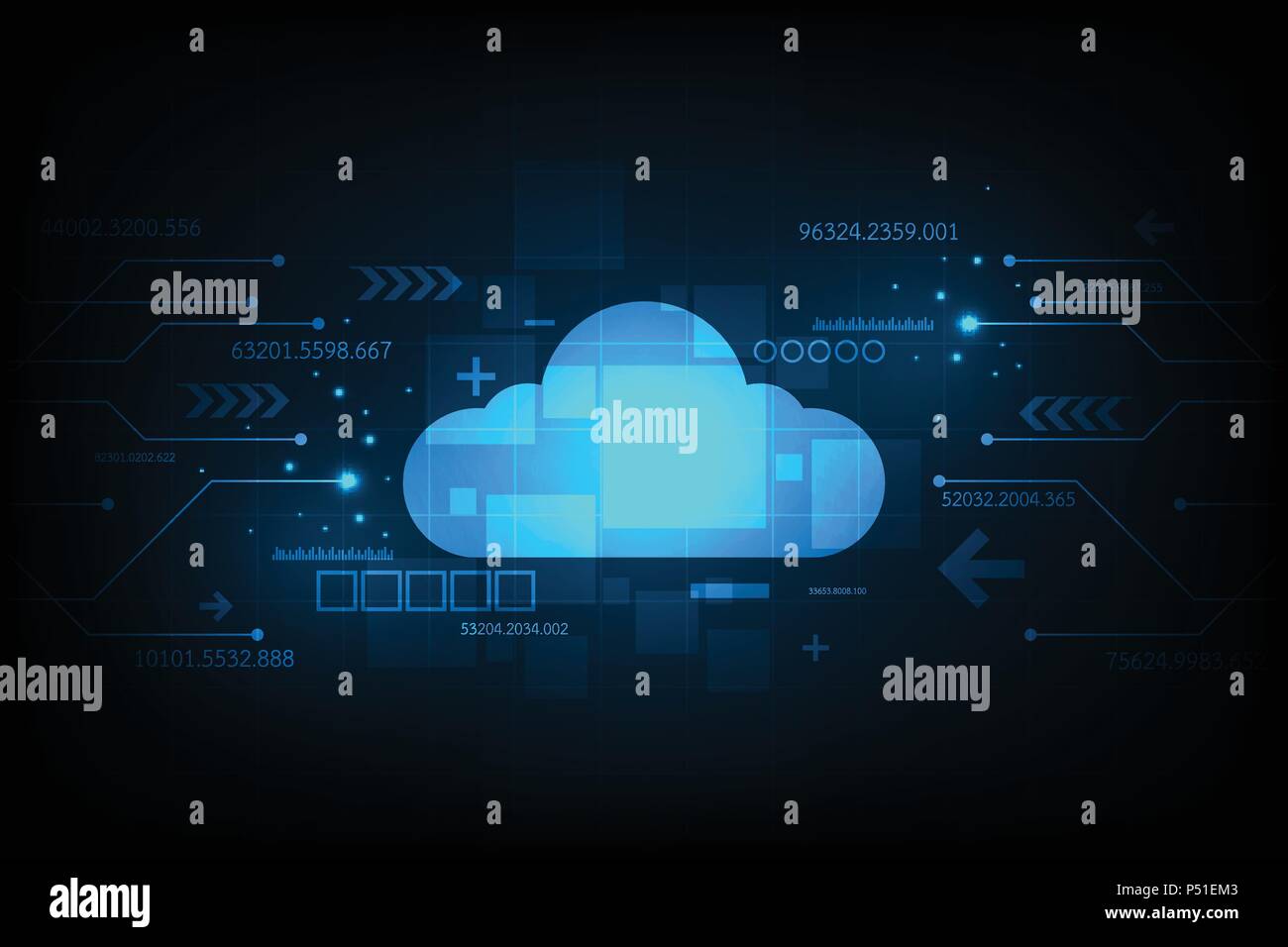 Vector technology in the form of cloud. Stock Vector