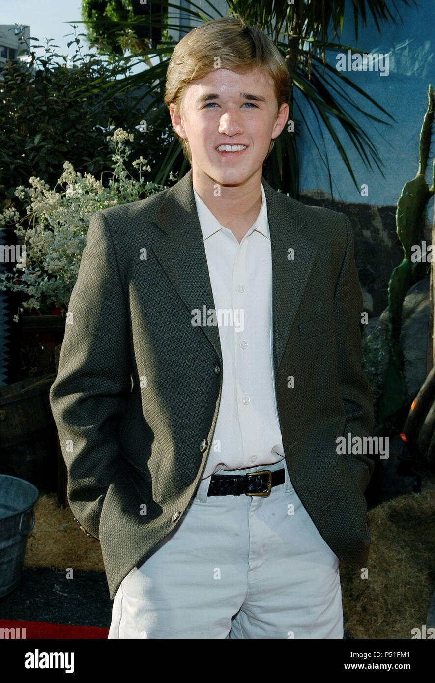 Haley Joel Osment arriving at the Premiere of "" Open Range "" at the