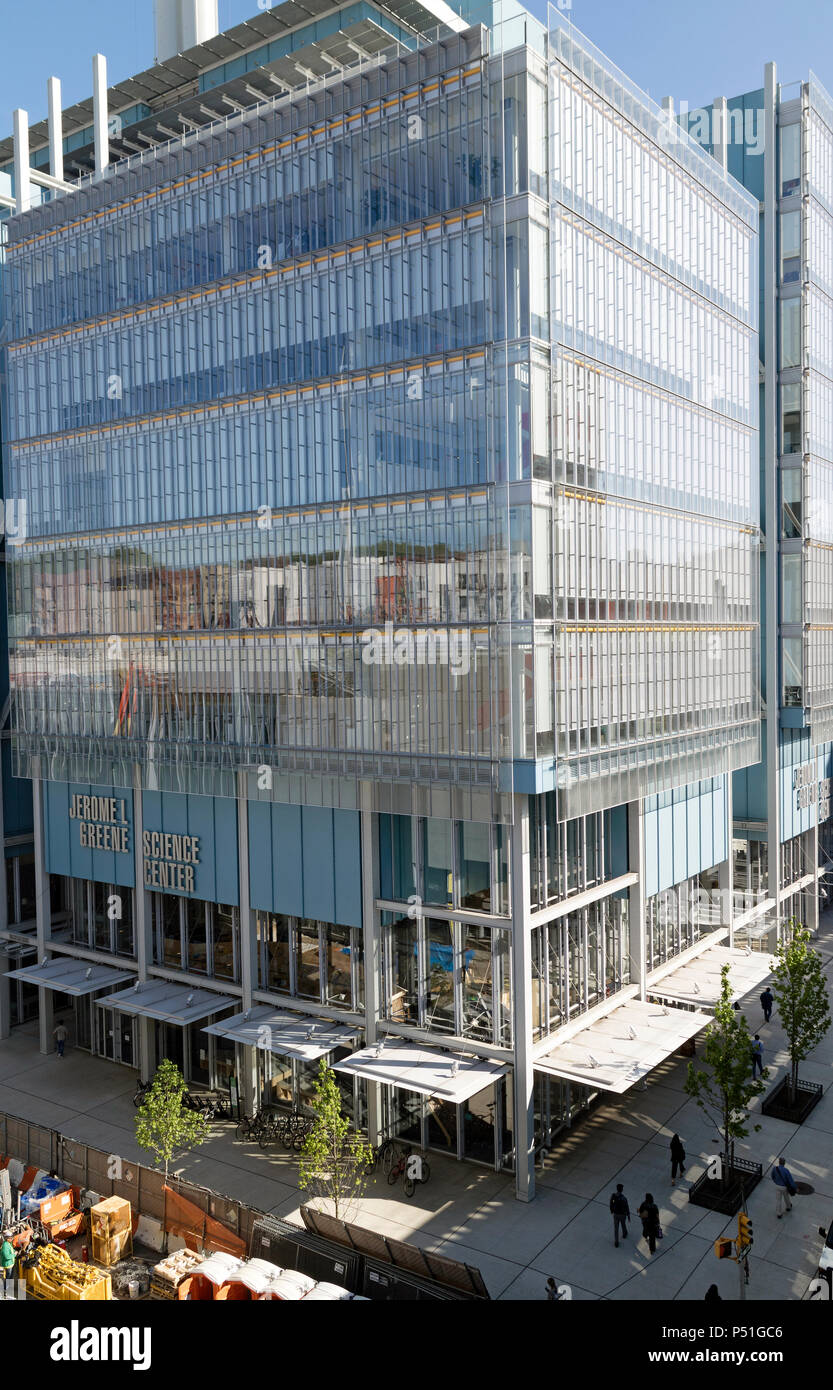 The Jerome L Greene Science Center in Manhattan, New York, USA. Viewed