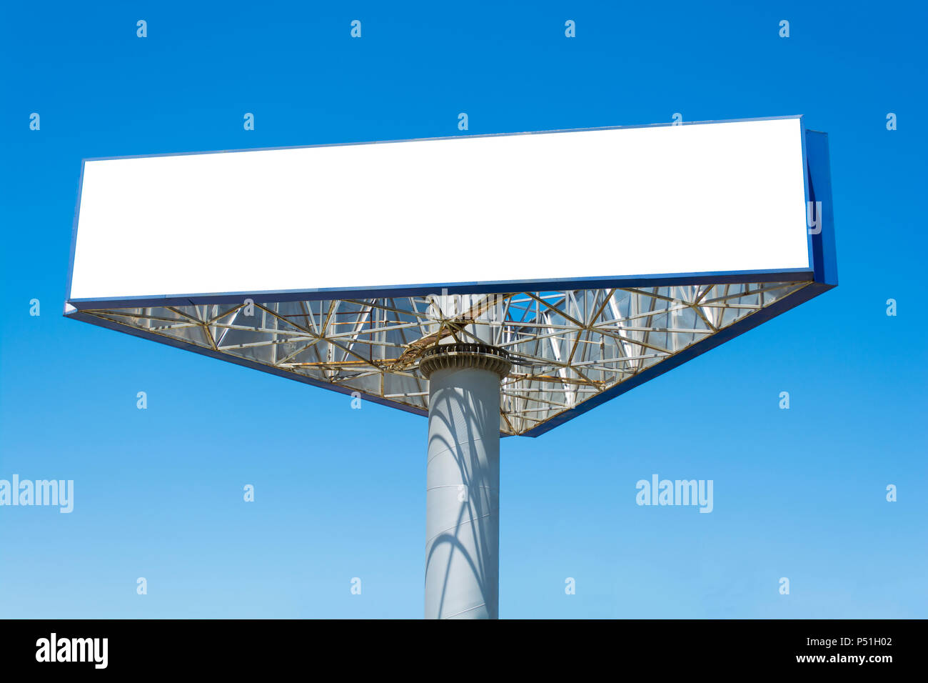 Blank big billboard over blue sky background, put your text here Stock Photo