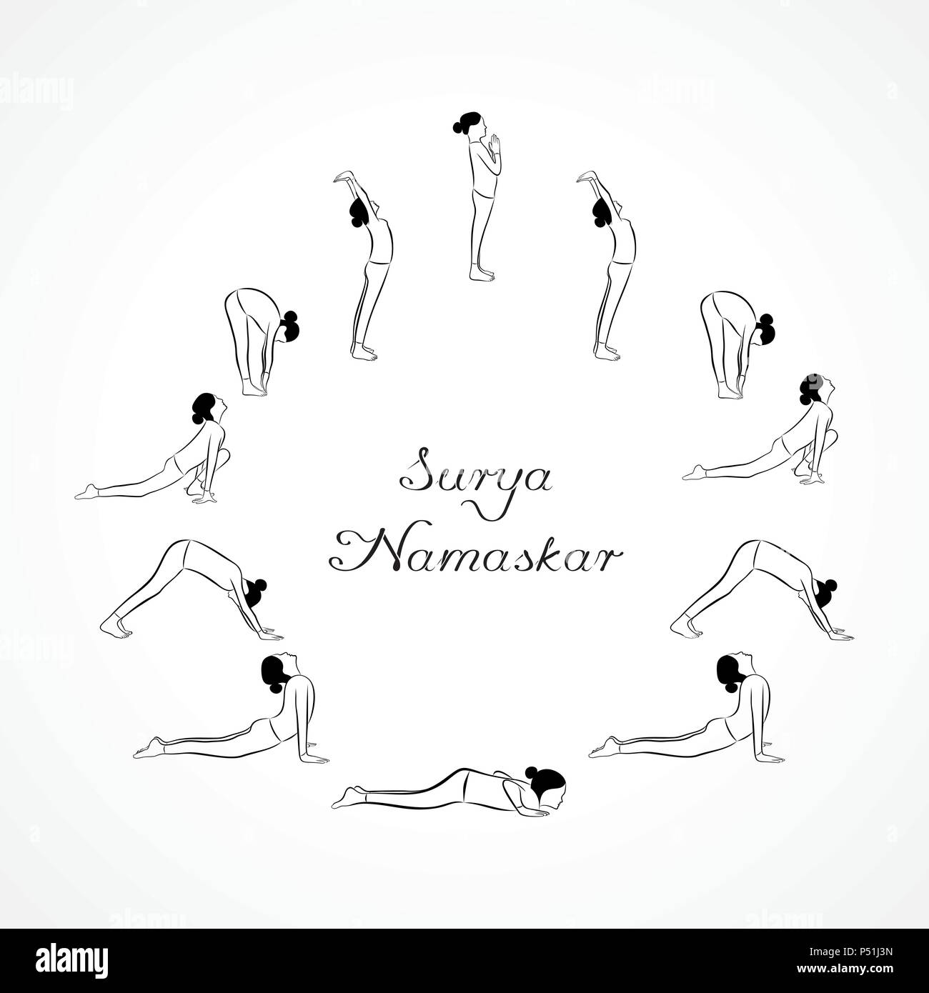 illustration of woman doing SURYA NAMASKAR for International Yoga ...