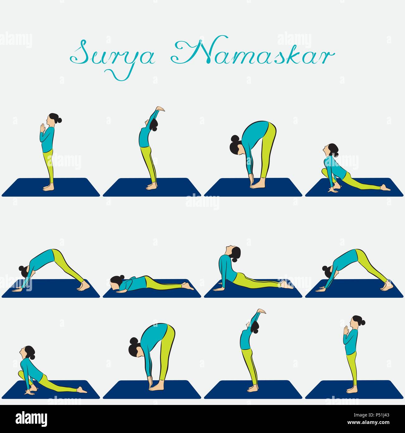 illustration of woman doing SURYA NAMASKAR for International Yoga ...