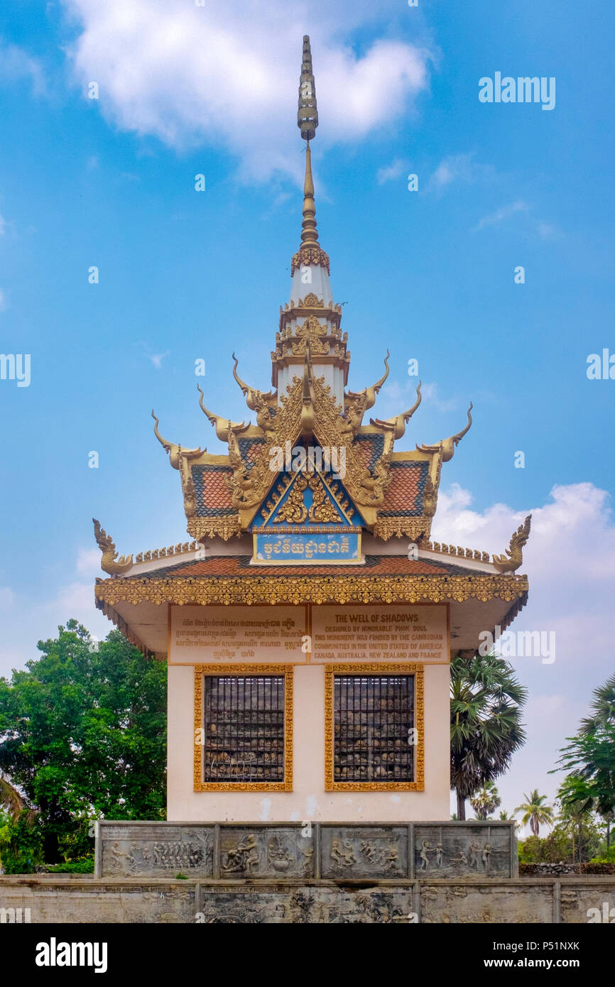 Well of shadows memorial in Wat Samrong Knong , Battambang, Cambodia Stock Photo