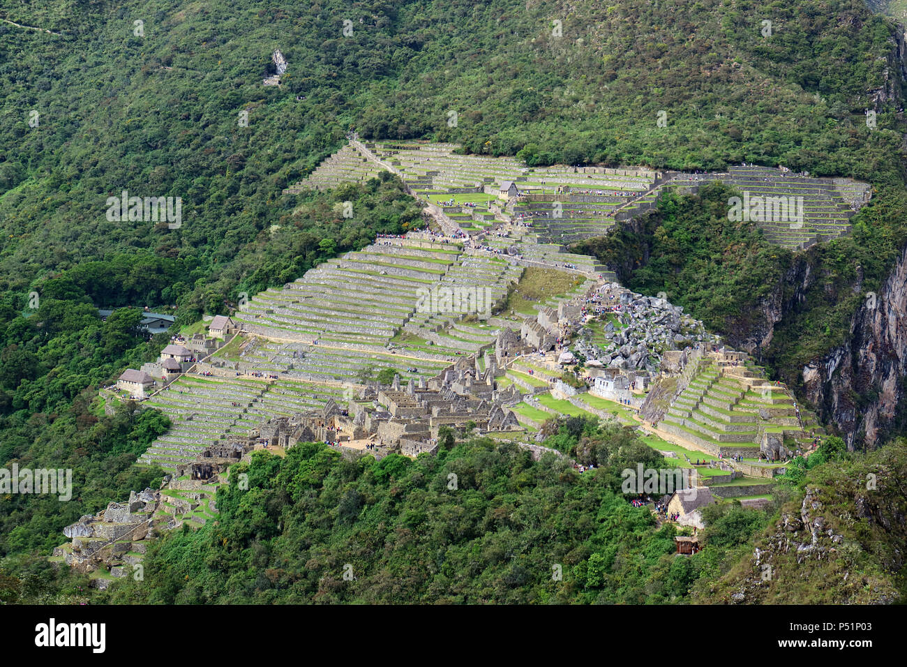 Amazing Condor shape of Machu Picchu citadel seen from Huayna Picchu