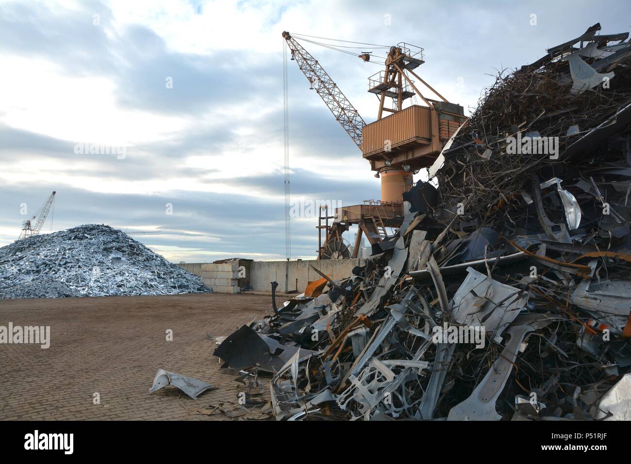 Scrap on a junkyard in the port of Magdeburg Stock Photo - Alamy