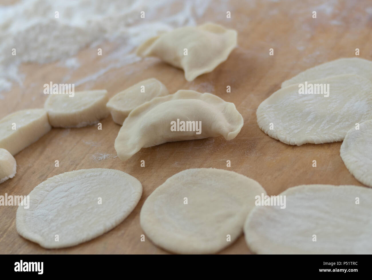 Traditional Ukrainian dumplings Vareniki handmade Stock Photo