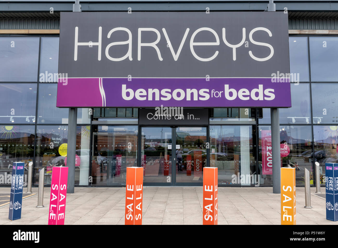 Harveys and Bensons for Beds shop signs Stock Photo