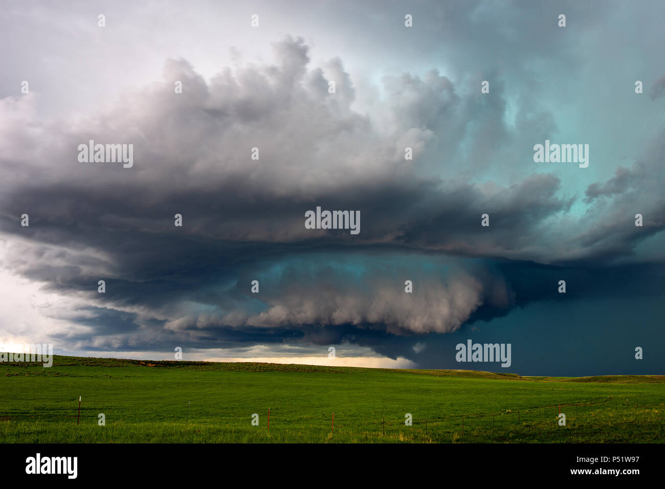 Supercell thunderstorm and dramatic storm cloud landscape near Ryegate, Montana, USA Stock Photo