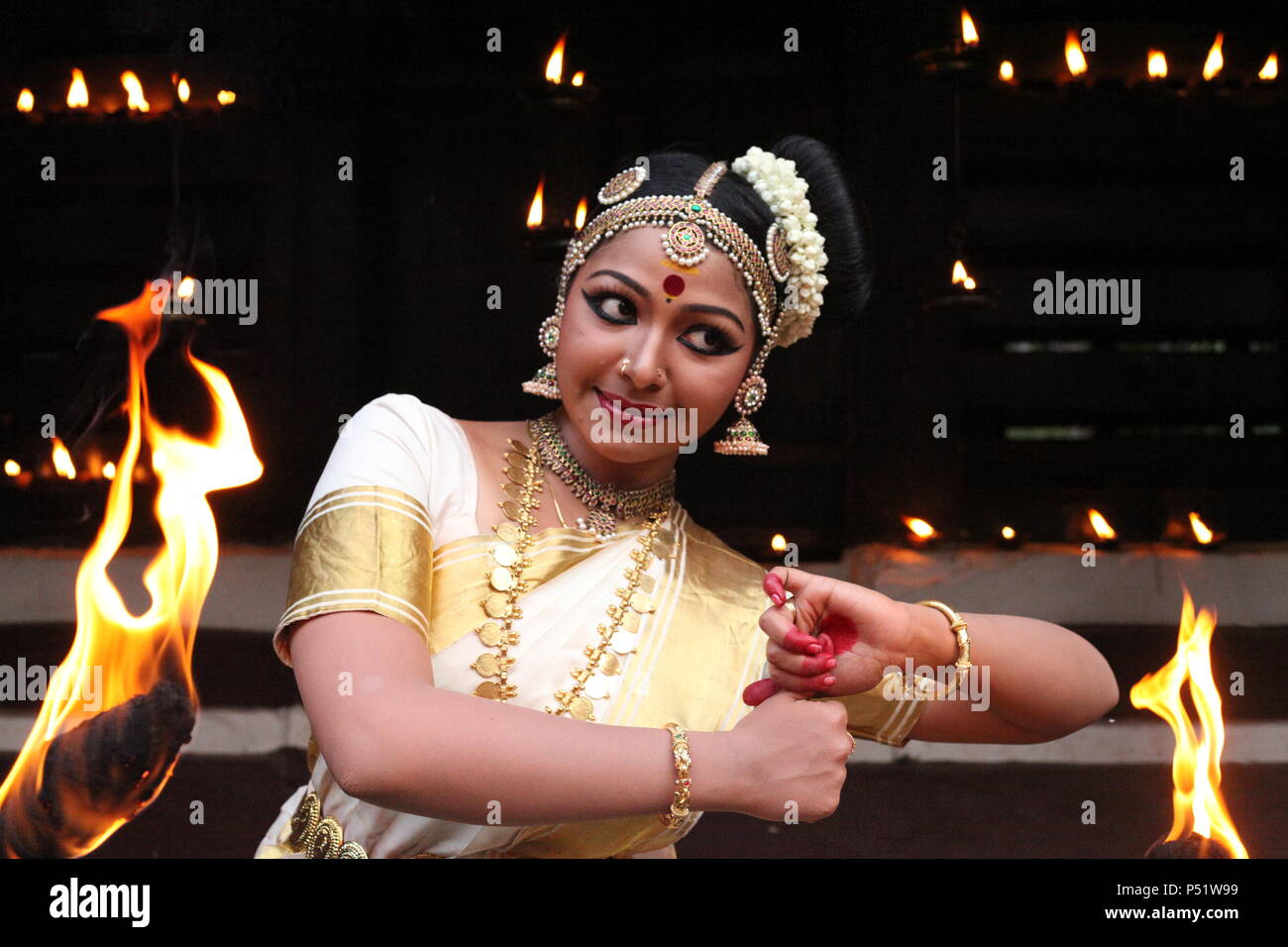 mohiniyattam is one of the eight classical dance forms of india,from kerala   is distinct for its costume, and graceful and slow movements Stock  Photo - Alamy