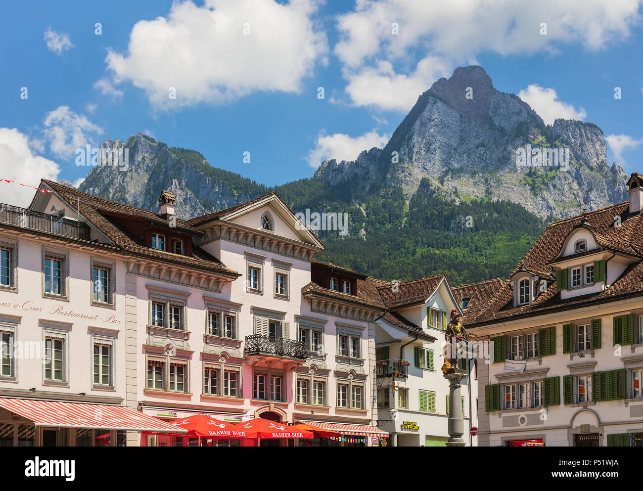 Buildings of the historical center of the town of Schwyz in Switzerland